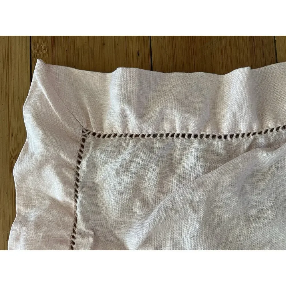 Light Pink 100% Pure Flax Linen 12 Placemats 21” Blush Eyelet